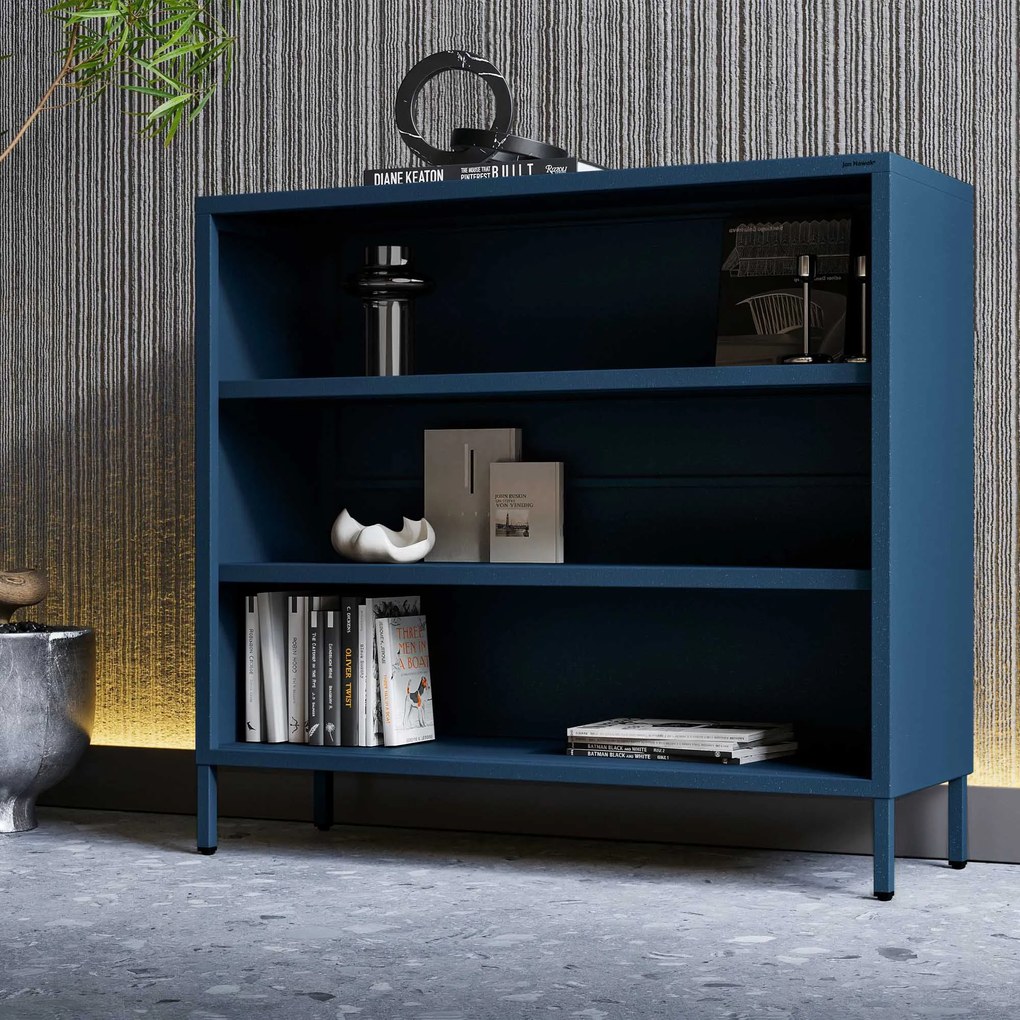 Nízky policový regál LUCA, 1000 x 900 x 350 mm, Modern: tmavomodrá farba