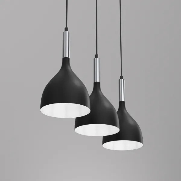 Luster na lanku NOAK 3xE27/15W/230V čierna/chróm