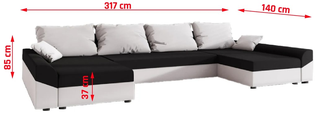 Lacná sedacia súprava Donna U, červená / čierna