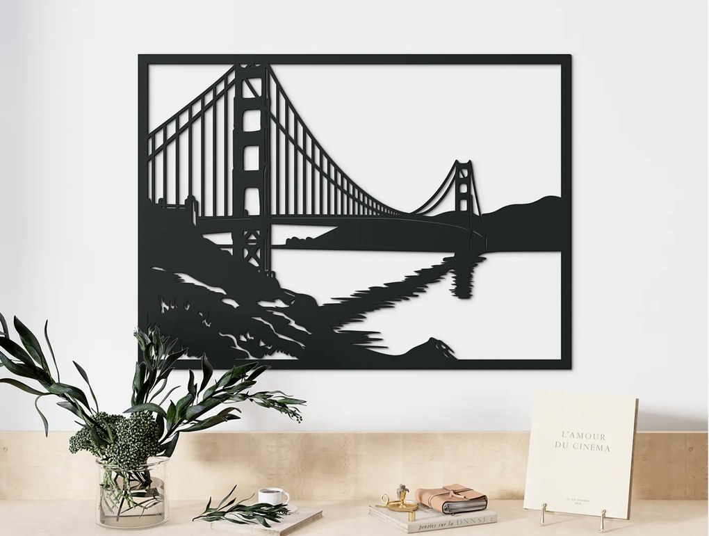 drevko Obraz Most Golden Gate, San Francisco Rozmer obrazu: 47,5 x 65 cm, Farba dekorácie: Čierna