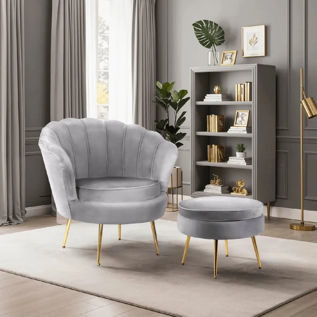 PROXIMA.store - Elegantné čalúnené kreslo GRAND FARBA: sivá