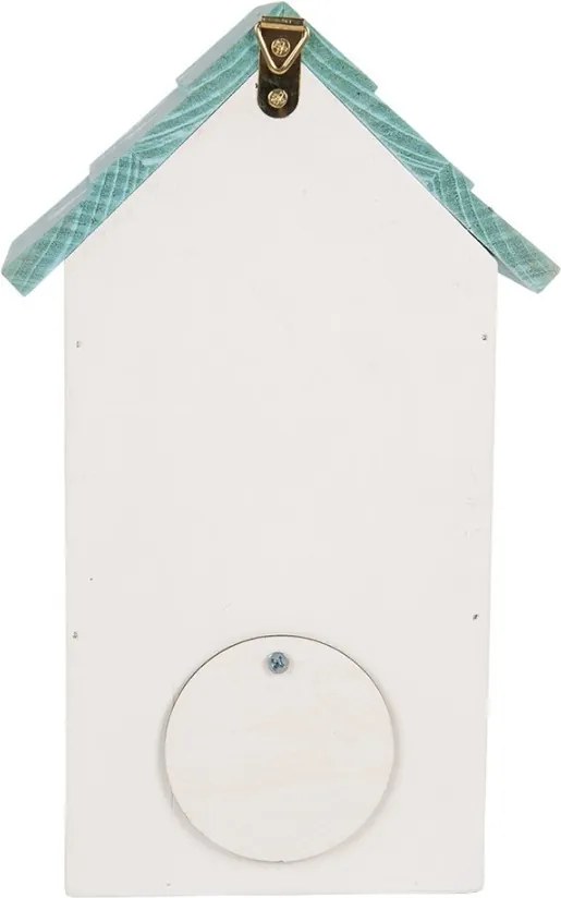 Bielo-modrá drevená vtáčia búdka s kvetmi Birdhouse - 15*10*22 cm