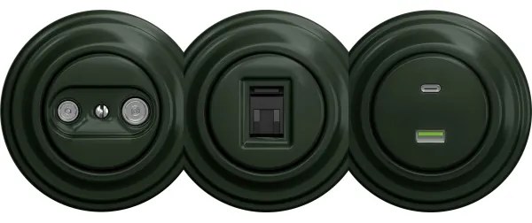 Kliklap - Retro USB zásuvka A+C bez rámika zelená