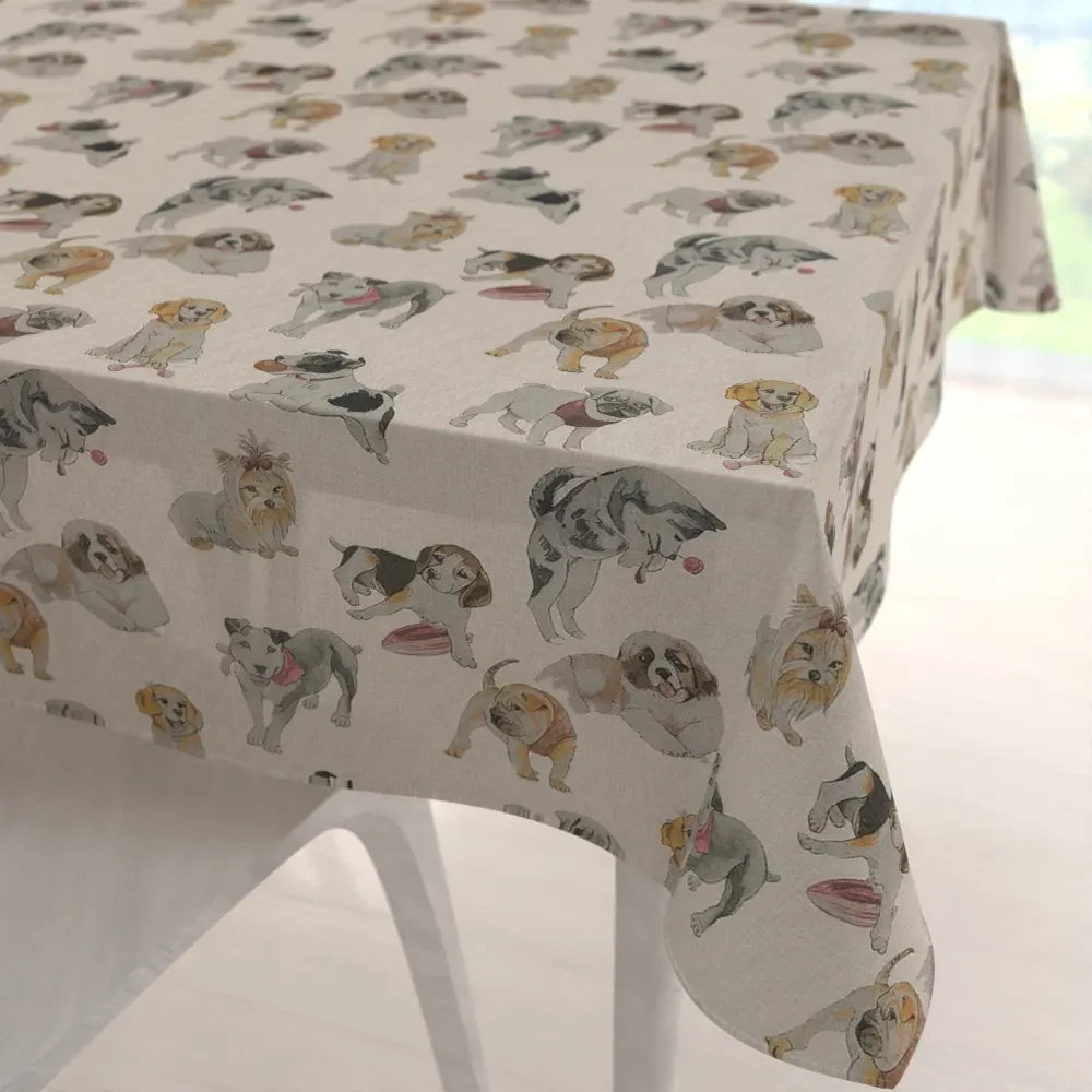 Biante Dekoračný štvorcový obrus PML-096 Šteniatka na hnedobéžovom 90x90 cm
