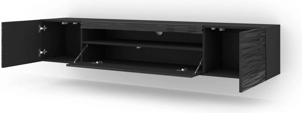 TV stolík/skrinka Aurora 200 (sahara čierna) (s LED osvetlením). Akcia -20%. Vlastná spoľahlivá doprava až k Vám domov. 1124868
