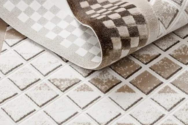 Koberec AKRYL VALS 103 Geometricky ramka 3D , béžový / slonia kosť