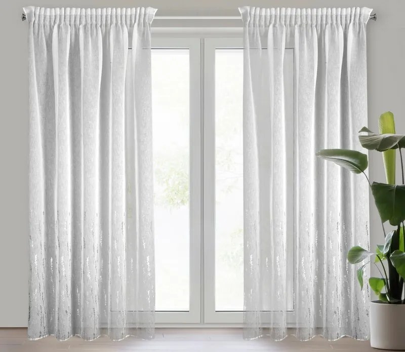 Dekorstudio Hotová záclona so striebornou potlačou LINZI