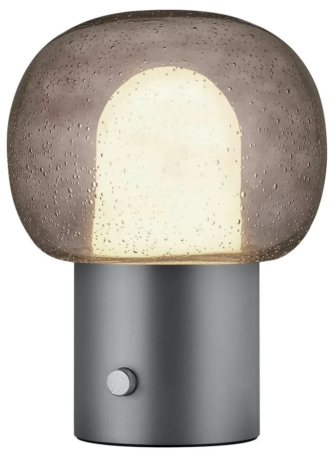 Antracitová hliníková LED stolová lampa so skleneným tienidlom (výška 32 cm) Iris – Blomus