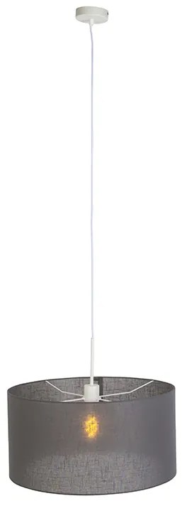 Vidiecka závesná lampa biela so šedým odtieňom 50 cm - Combi 1