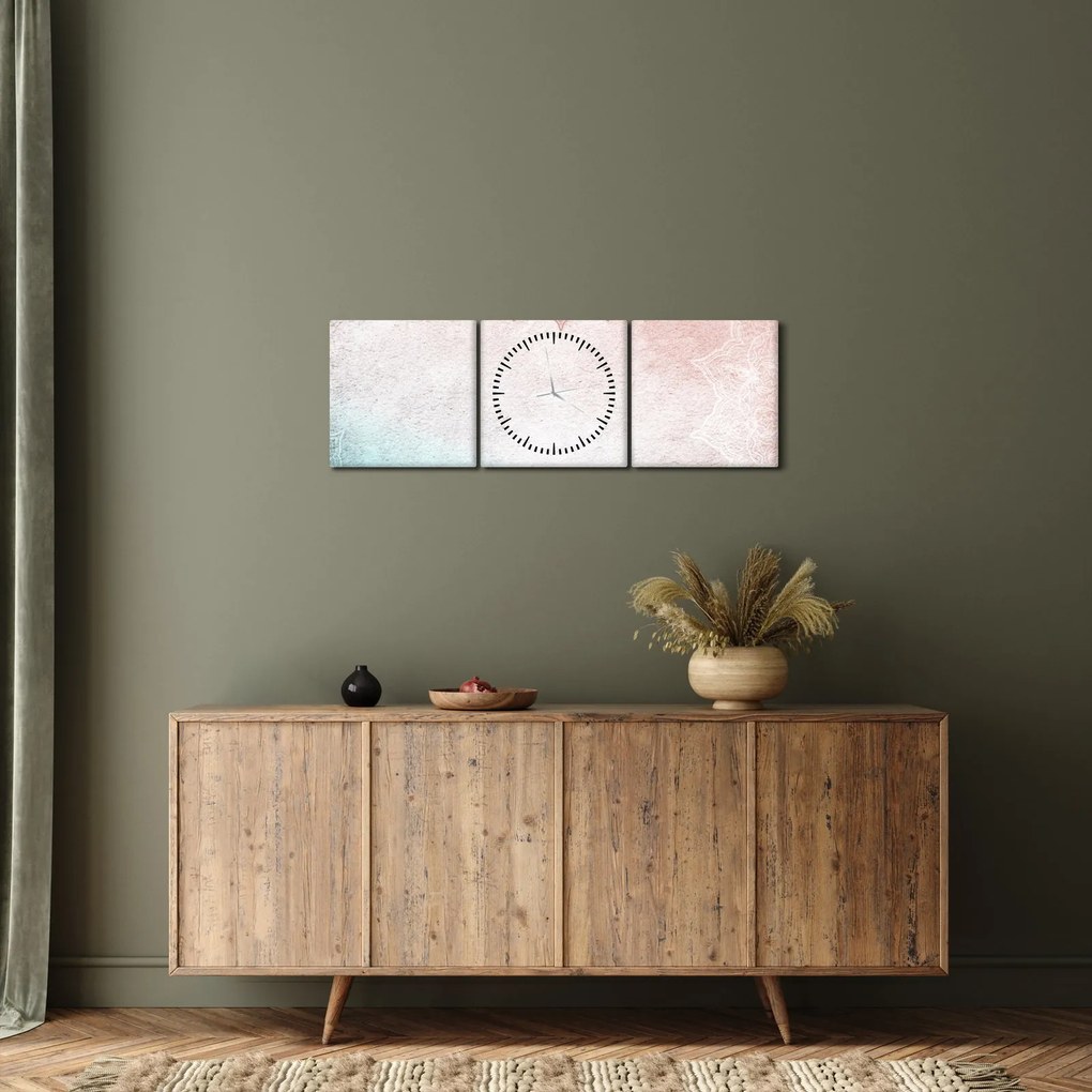 Obraz - Mandaly v stene 2 (s hodinami) (90x30 cm)