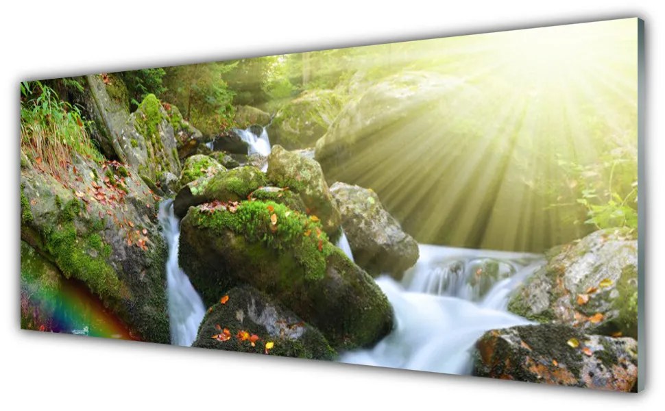 Obraz plexi Vodopád dúha príroda potok 125x50 cm