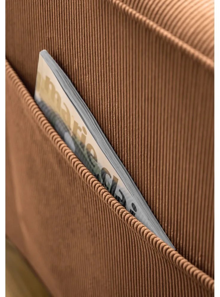 Oranžovohnedé menčestrové kreslo Lofty Lilly – Miuform