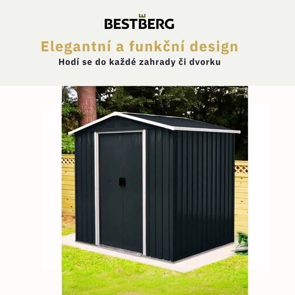 Záhradný domček BestBerg ZDB-2A / 2,5 m² / 194 x 131 x 184 cm / šedá