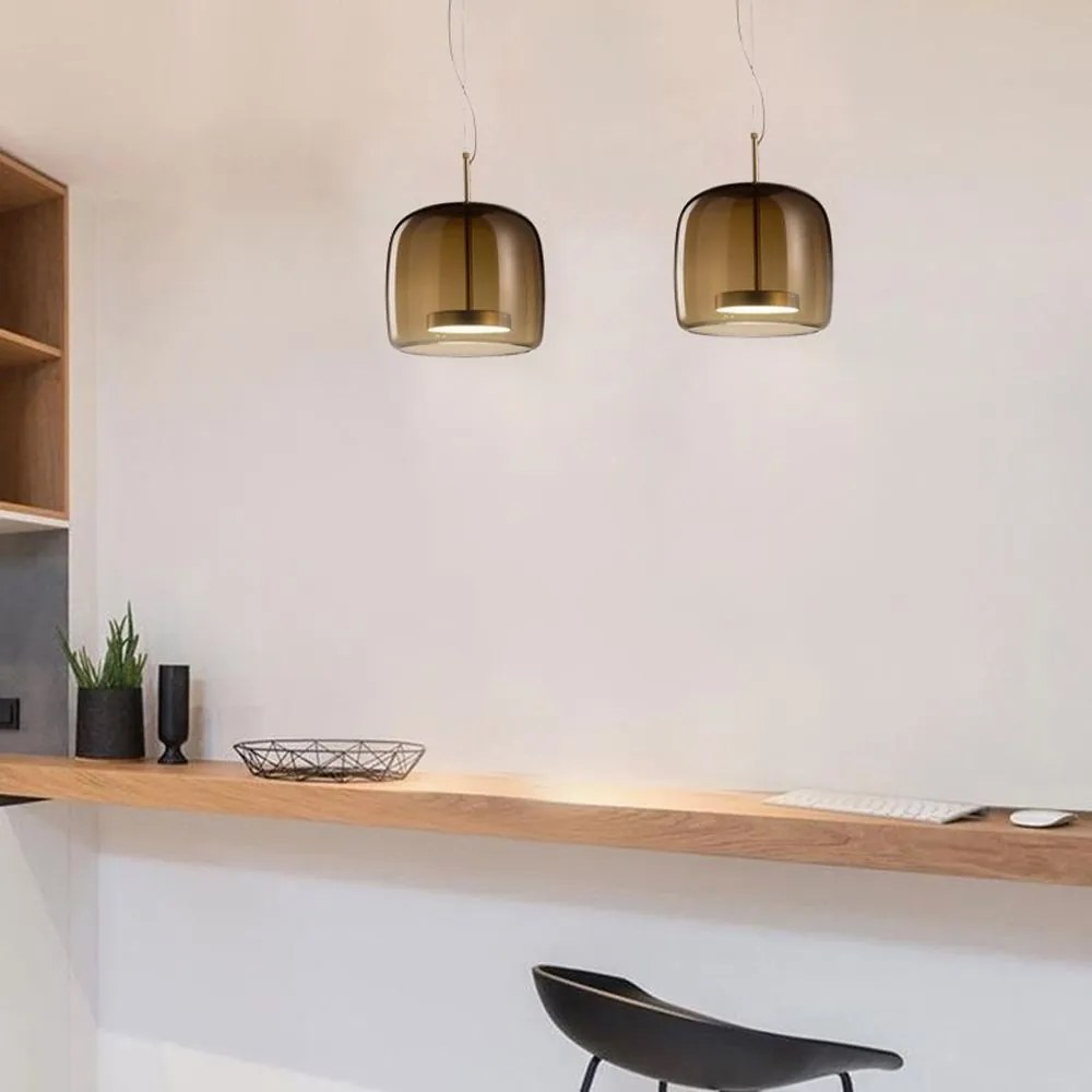 Toolight - LED závesné svietidlo zo skla Amber APP613-1CP, zlatá, OSW-03895