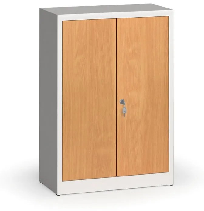 Alfa 3 Zvárané skrine s lamino dverami, 1150 x 800 x 400 mm, RAL 7035/buk