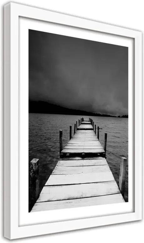 CARO Obraz v ráme - Wooden Bridge In Black And White Biela 30x40 cm