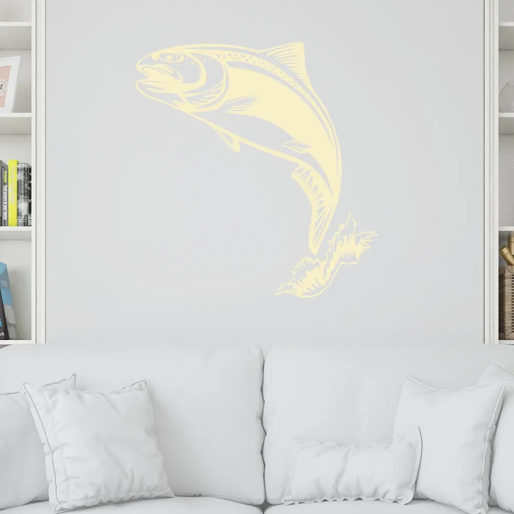 Veselá Stena Samolepka na stenu na stenu Pstruh Farba: černá