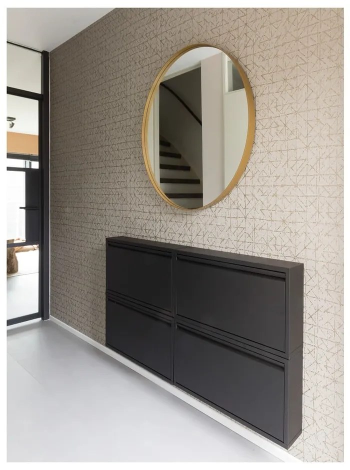 Čierna kovová výklopná skrinka na topánky 75x37,5x12,5 cm Billy – Spinder Design