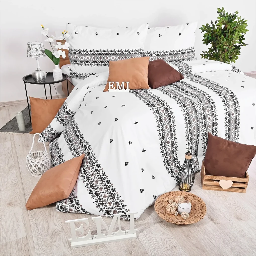 Obliečky bavlnené Dorota hnedé EMI: Štandardný set jednolôžko obsahuje 1x 140x200 + 1x 70x90