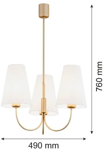 Argon 6267 - Luster na tyči SAFIANO 3xE27/15W/230V zlatá