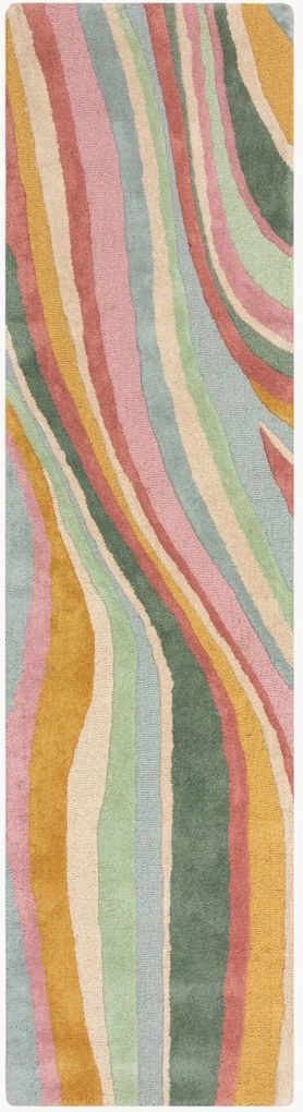 Ručne všívaný vlnený behúň s reliéfnou štruktúrou Abstract Flow