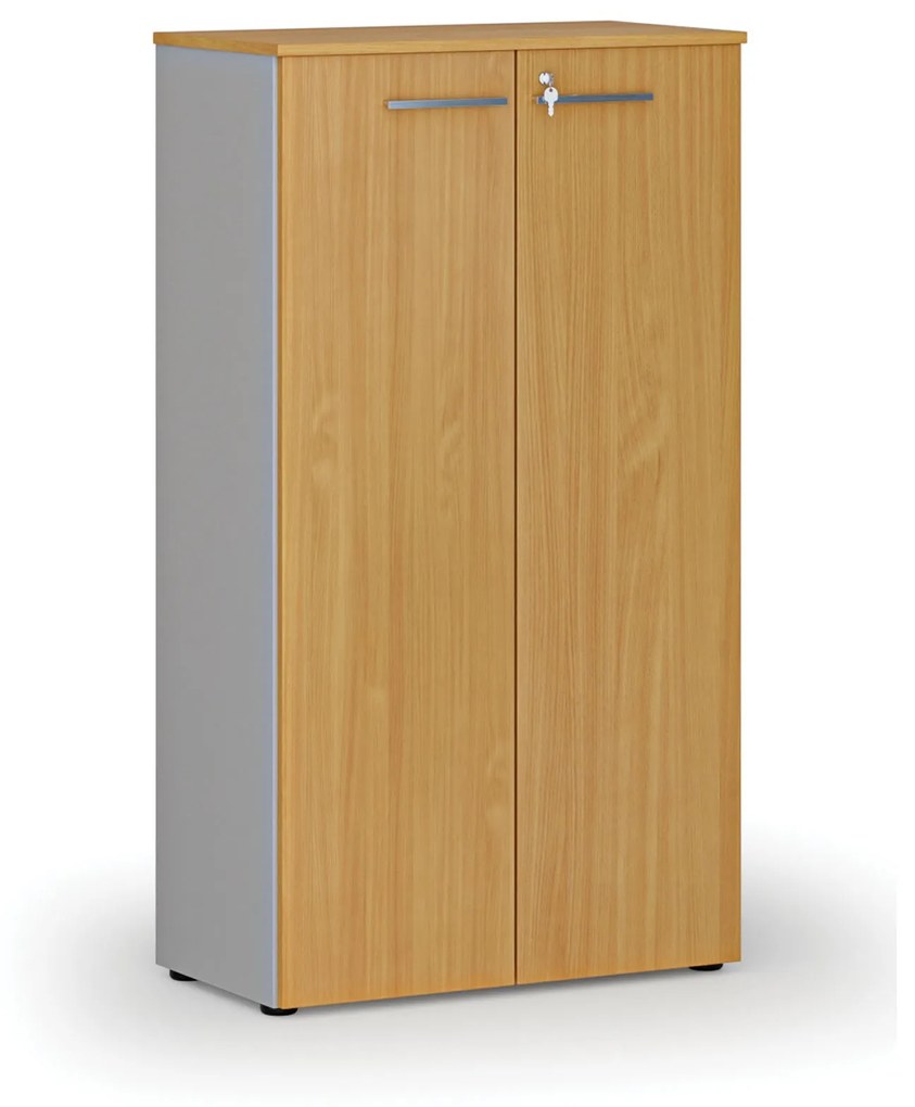 Kancelárska skriňa s dverami PRIMO GRAY, 1434 x 800 x 420 mm, sivá/buk