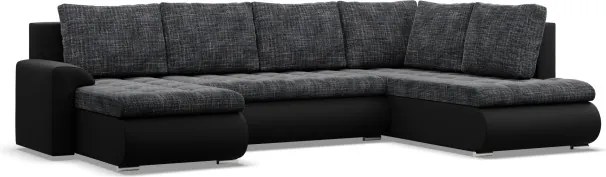 Sedacia súprava FORESTA v tvare U, pravá popolová / čierna