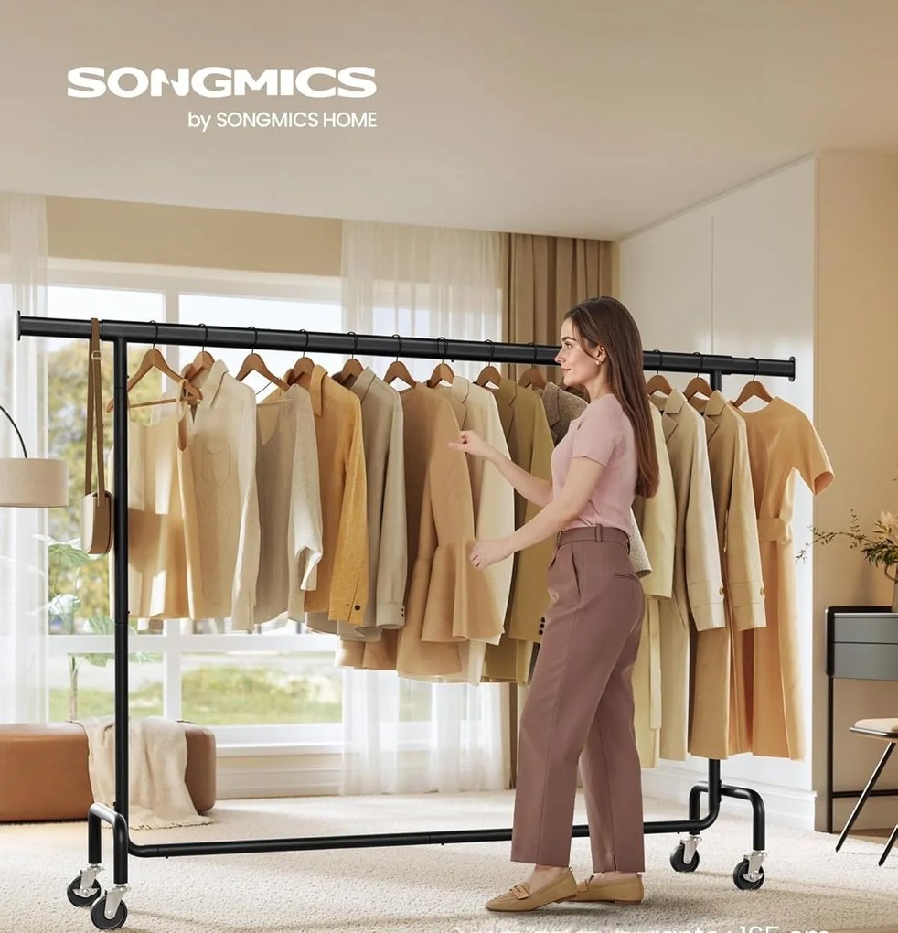 Pojízdný stojan na oblečení Fabio 160-200 cm černý