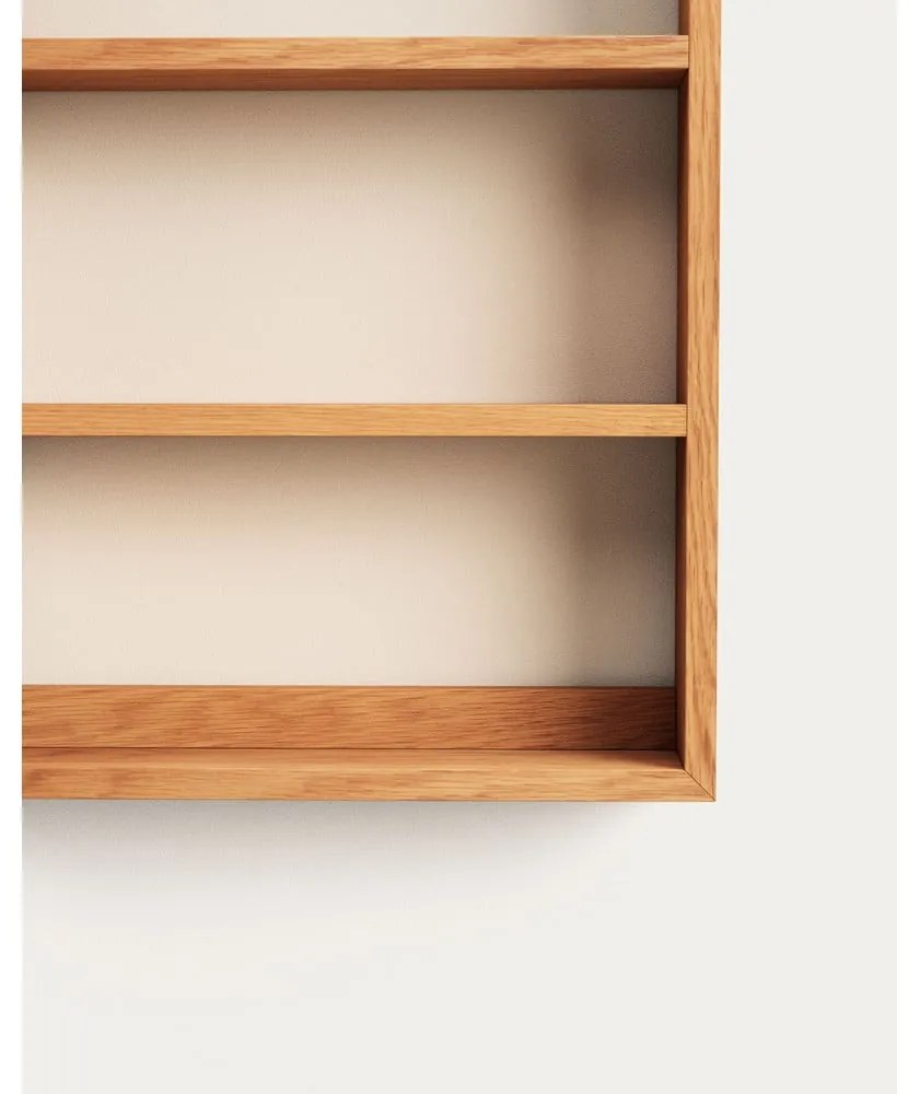 Závesná kúpeľňová skrinka so zrkadlom z teakového dreva v prírodnej farbe 50x70 cm Plubia – Kave Home