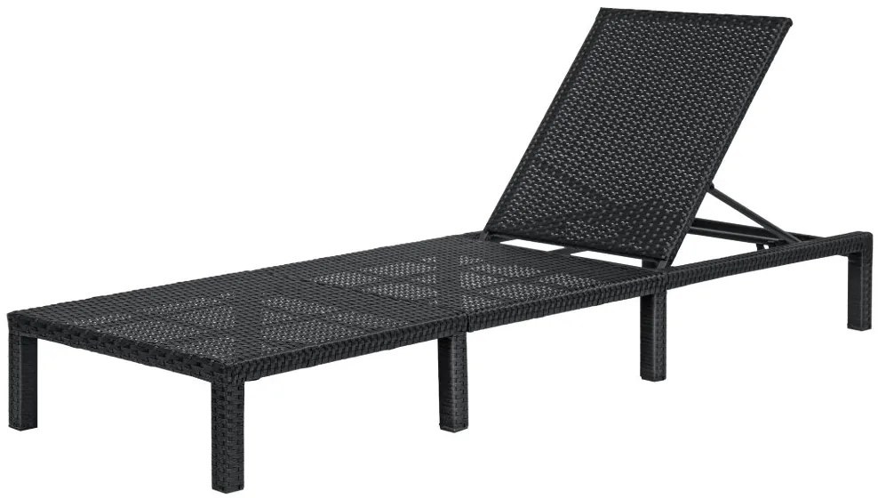 Polohovateľné ratanové lehátko BestBerg BBRF-1140BL / čierna/sivá