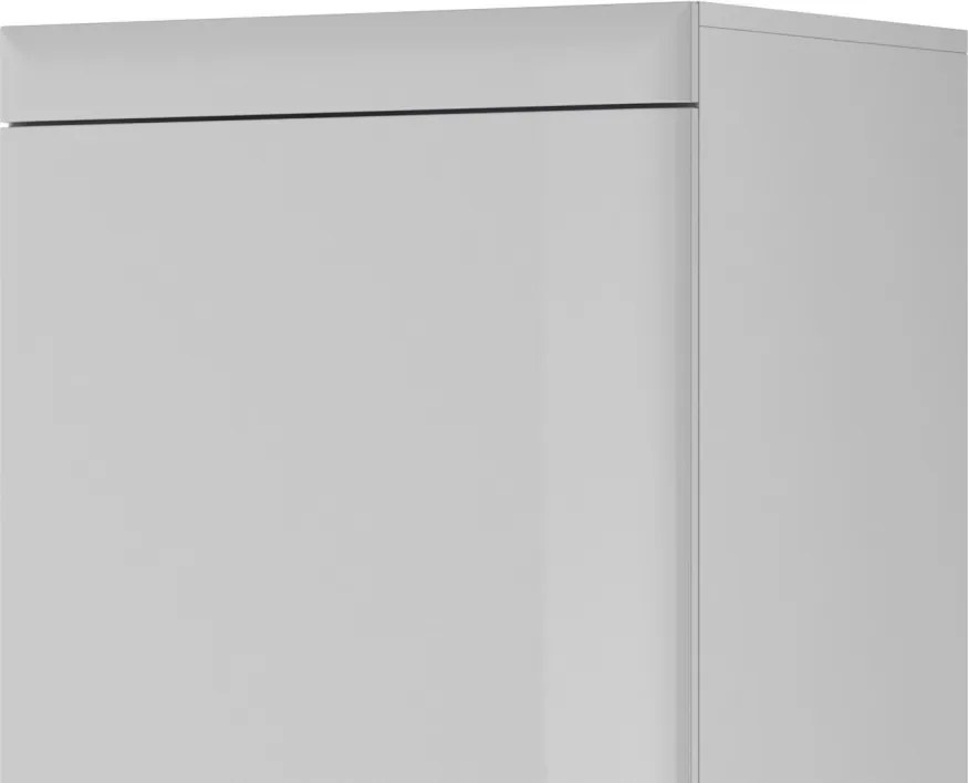 Vysoká vitrína Nordi, dub riviéra/biela lesk