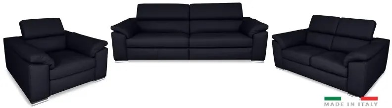 Moderná kožená sedacia súprava LOREN II 3+2+1, tm. modrá (madras - 106 dark blue)