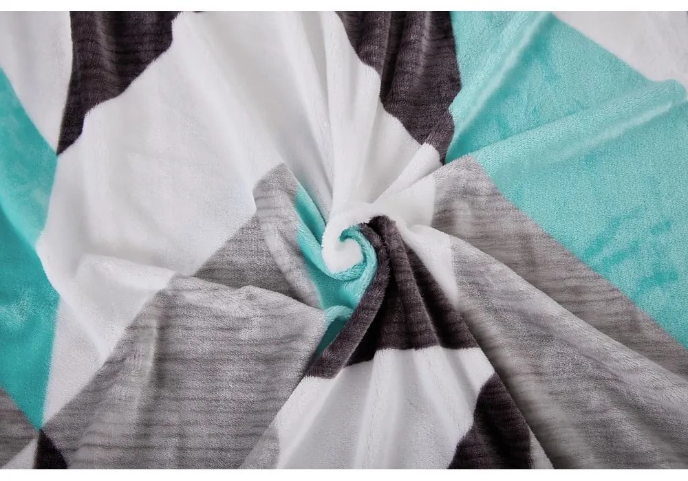 Sivo-tyrkysové obliečky na jednolôžko z mikroplyšu 140x200 cm Abstract – My House