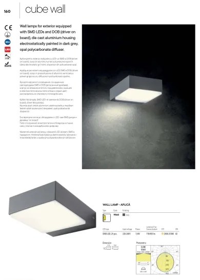 Redo 9560 - LED Vonkajšie nástenné svietidlo CUBE LED/7W/230V 3000K IP54 antracit
