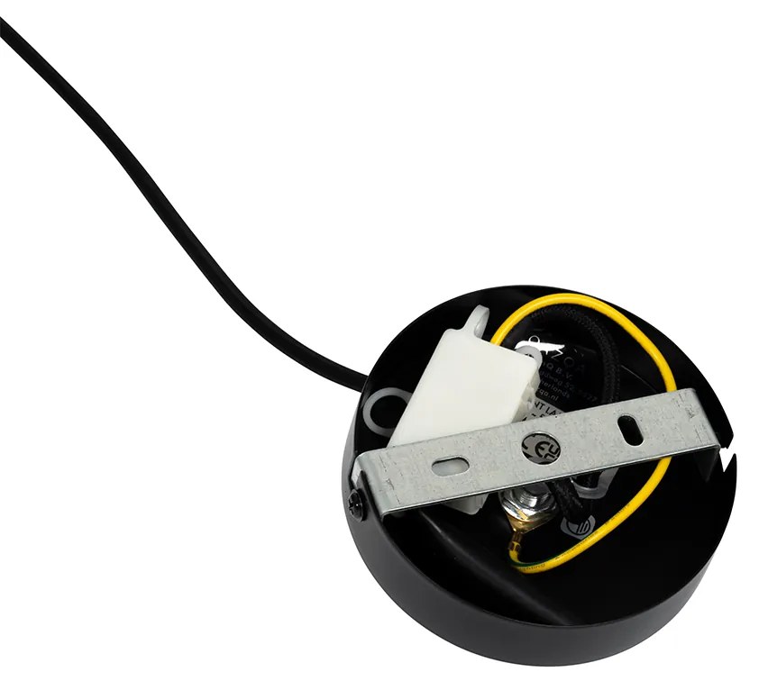 Art Deco závesné svietidlo čierne s dymovým sklom - Laura