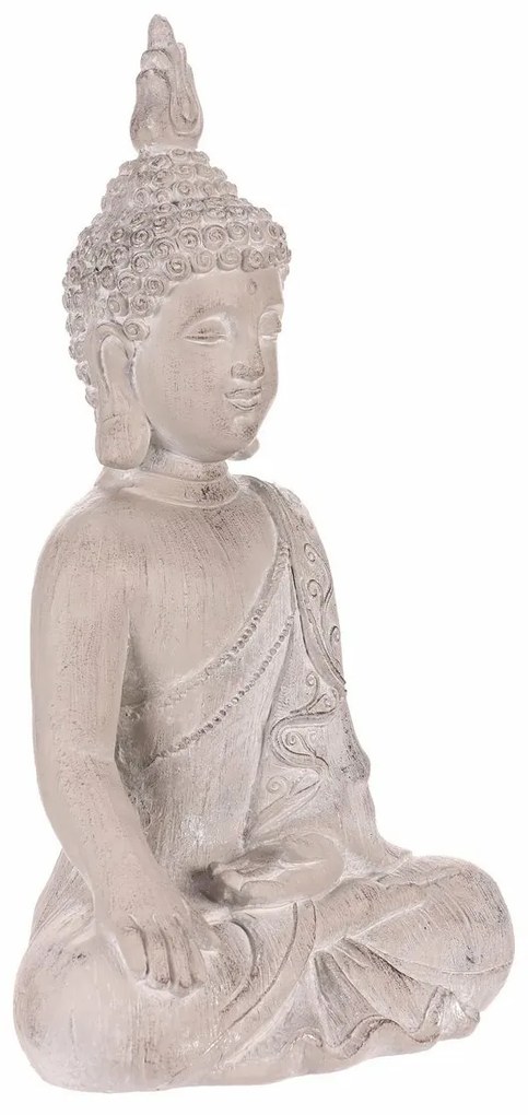 Dekorácia soška Budha sediaci, sivá, polyresin, 30 x 22 x 54 cm
