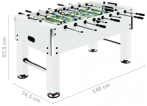 vidaXL Stolný futbal oceľ 60 kg 140x74,5x87,5 cm biely-
