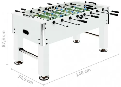 vidaXL Stolný futbal oceľ 60 kg 140x74,5x87,5 cm biely-