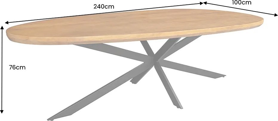 Oválny jedálenský stôl Maalik Honey 240 cm hnedá akácia