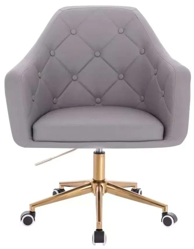 LuxuryForm DESIGN Kreslo ANDORA na zlatej podstave s kolieskami - sivé