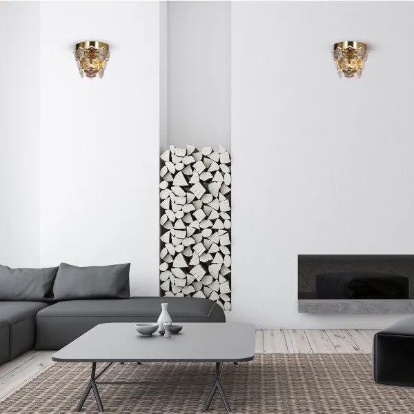 Krištáľové nástenné svietidlo GRACE 2xE14/40W/230V zlatá