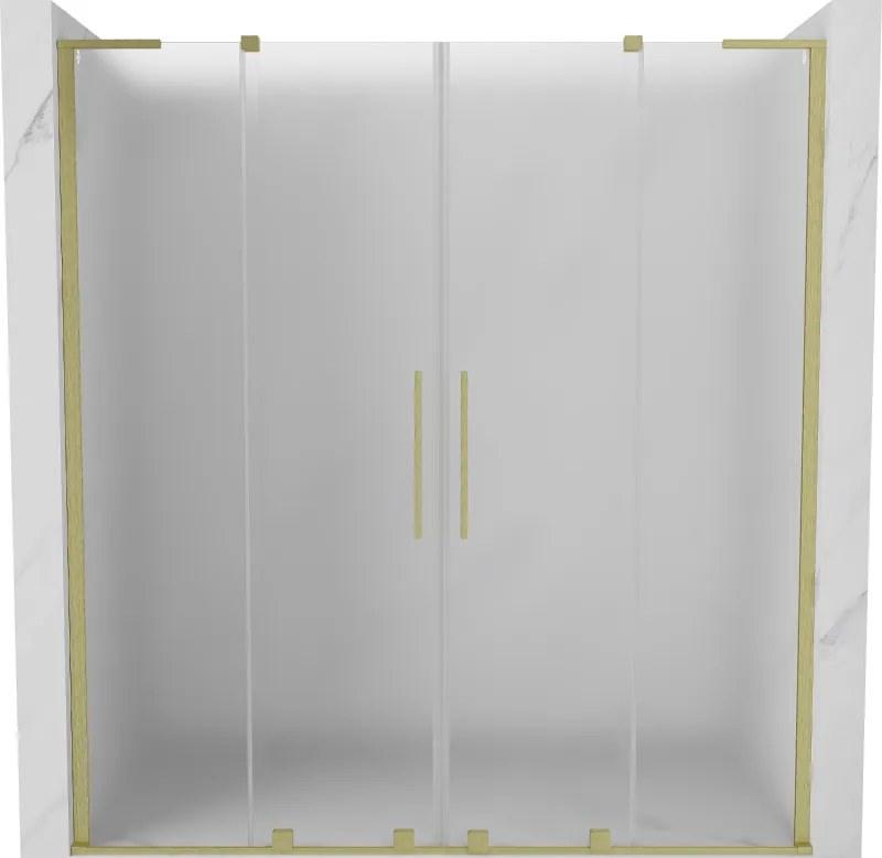 Mexen Velar L Duo, posuvné sprchové dvere do otvoru 180 cm, 8mm sklo námraza, zlatá matná, 871-180-003-32-55