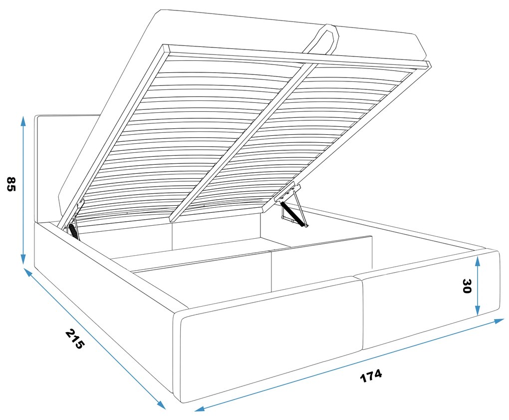 Čalúnená posteľ (výklopná) HILTON 160x200cm BIELA