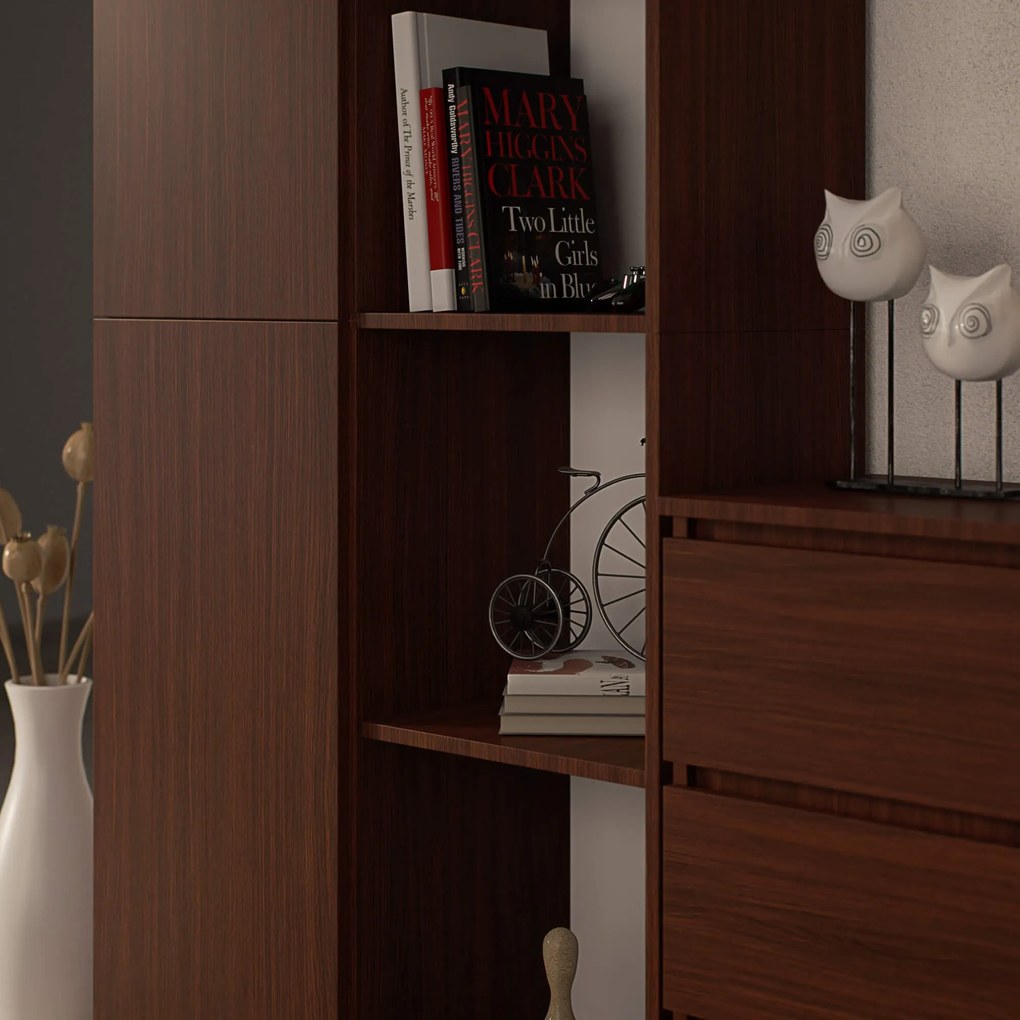 Regál Rexa 80 cm 1 skrinka a 4 police wenge