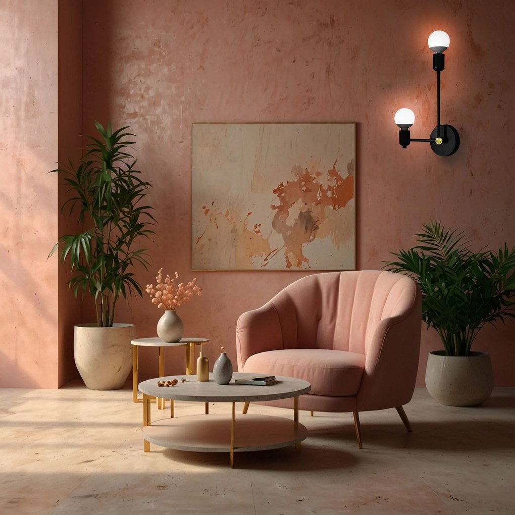 Toolight Toolight, nástenné svietidlo 40cm, 2xE27, APP1707-2W, čierna-zlatá, OSW-03626