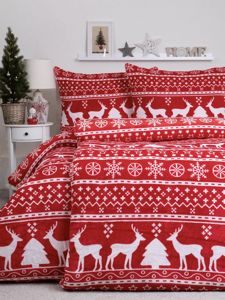 Predĺžené obliečky mikroplyš Exclusive – Jelene červené