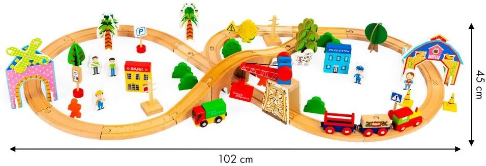 Drevená vláčkodráha  Eco Toys - 74 dielikov