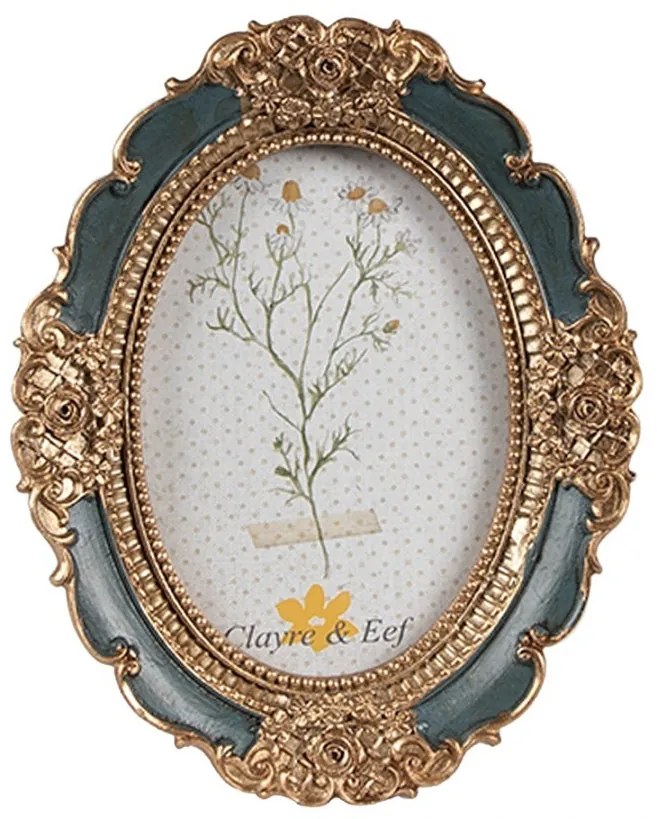 Čierno - zlatý fotorámik s kvetinovými ornamentmi - 9*2*12 cm / 6*9 cm