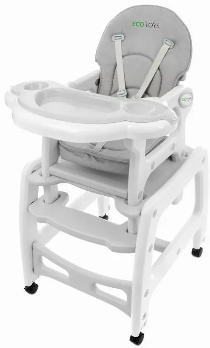 Bestent Detská jedálenská stolička 3v1 GRAY Ecotoys
