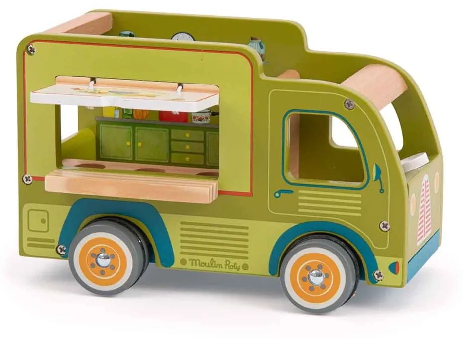 Drevené autíčko La Grande Famille Food Truck – Moulin Roty